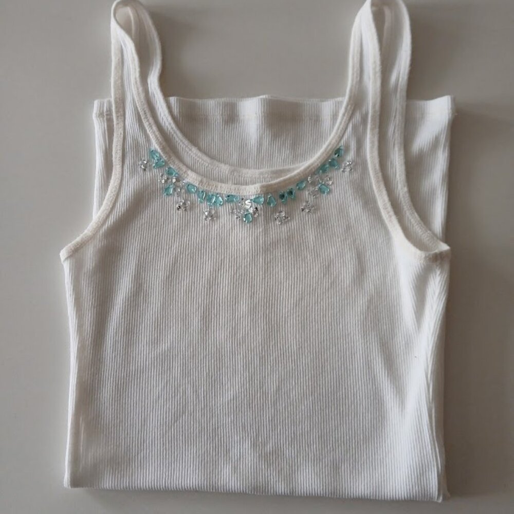 Abercrombie Kids Jeweled Neck Ribbed Tank Top - L